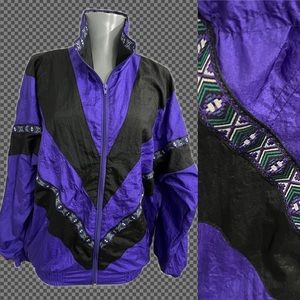 Bocoo Vintage retro 90’s colorblock Nylon lined Windbreaker Zip Up track…